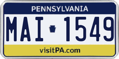 PA license plate MAI1549