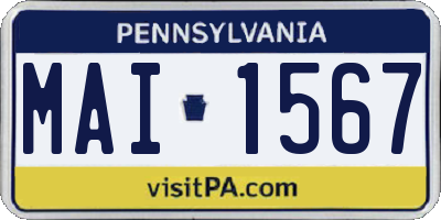 PA license plate MAI1567