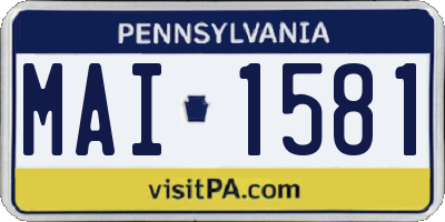 PA license plate MAI1581