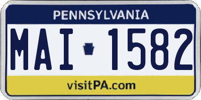 PA license plate MAI1582