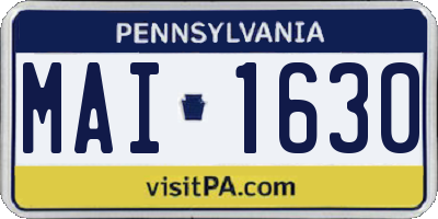 PA license plate MAI1630
