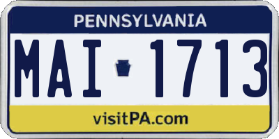 PA license plate MAI1713