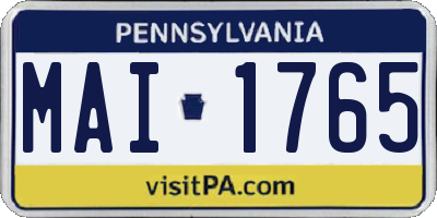 PA license plate MAI1765