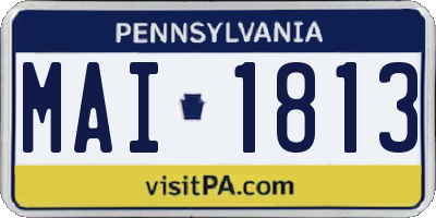 PA license plate MAI1813