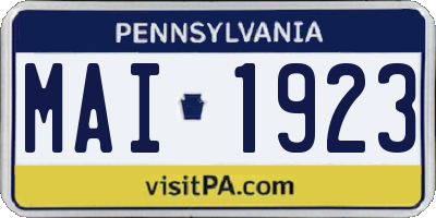 PA license plate MAI1923
