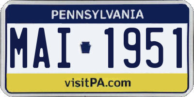 PA license plate MAI1951