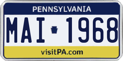 PA license plate MAI1968
