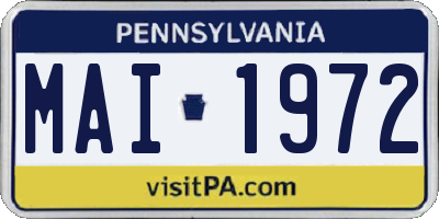 PA license plate MAI1972