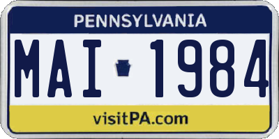 PA license plate MAI1984