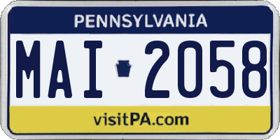 PA license plate MAI2058