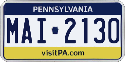 PA license plate MAI2130