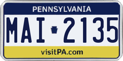 PA license plate MAI2135