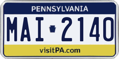 PA license plate MAI2140