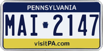 PA license plate MAI2147