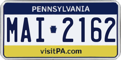 PA license plate MAI2162
