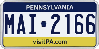 PA license plate MAI2166