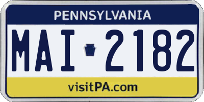 PA license plate MAI2182