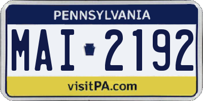 PA license plate MAI2192
