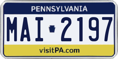 PA license plate MAI2197