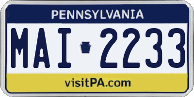 PA license plate MAI2233