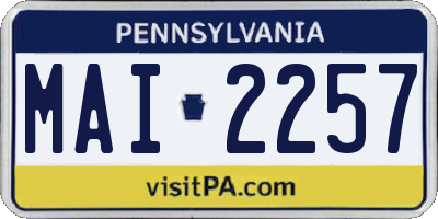 PA license plate MAI2257