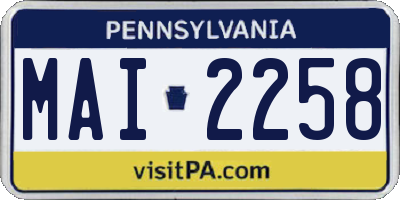 PA license plate MAI2258