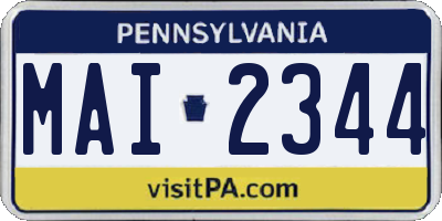 PA license plate MAI2344