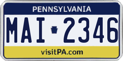 PA license plate MAI2346