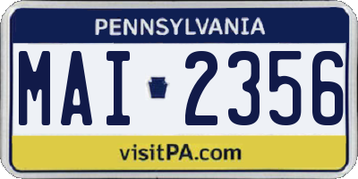 PA license plate MAI2356