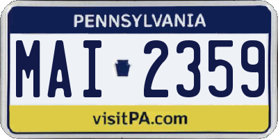 PA license plate MAI2359