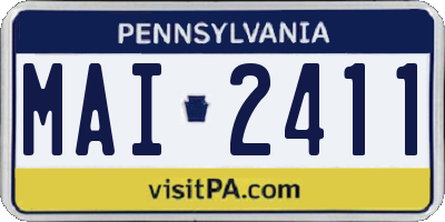 PA license plate MAI2411