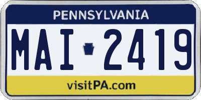 PA license plate MAI2419