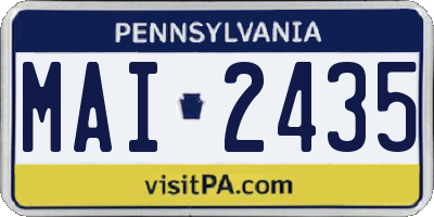 PA license plate MAI2435