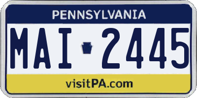 PA license plate MAI2445