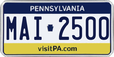 PA license plate MAI2500