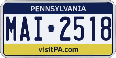 PA license plate MAI2518