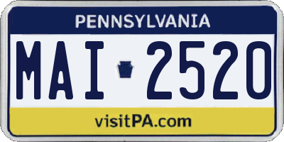 PA license plate MAI2520
