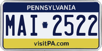 PA license plate MAI2522