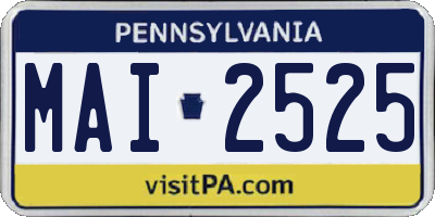 PA license plate MAI2525