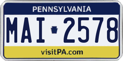 PA license plate MAI2578