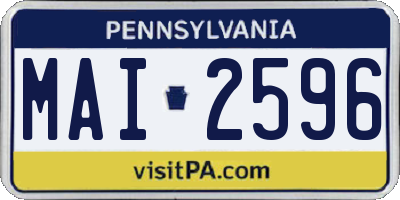 PA license plate MAI2596
