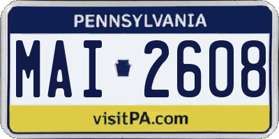 PA license plate MAI2608
