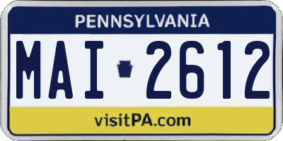 PA license plate MAI2612