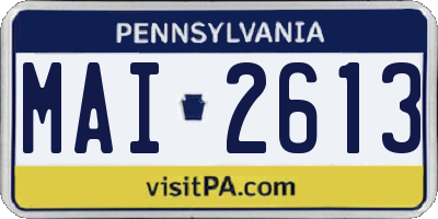 PA license plate MAI2613