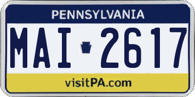 PA license plate MAI2617
