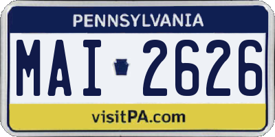 PA license plate MAI2626