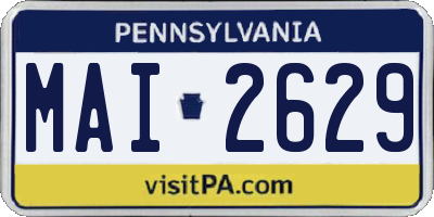 PA license plate MAI2629