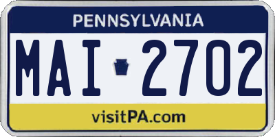 PA license plate MAI2702