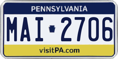 PA license plate MAI2706