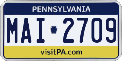 PA license plate MAI2709